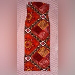 Love University Paisley Midi Strapless Dress with Vibrant Colors Size medium